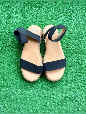Wonder Nation Black Elastic Stretch Strap Espadrille Sandals Kids' US 1